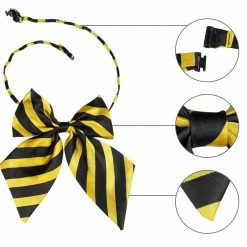 Allegra K Women's Pre-Tied Bowknot Bow Tie Striped Uniform Adjustable Bowtie Cosplay Costume Accessories
