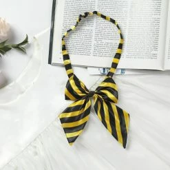 Allegra K Women's Pre-Tied Bowknot Bow Tie Striped Uniform Adjustable Bowtie Cosplay Costume Accessories