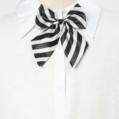 Allegra K Women's Pre-Tied Bowknot Bow Tie Striped Uniform Adjustable Bowtie Cosplay Costume Accessories