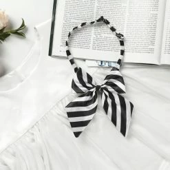 Allegra K Women's Pre-Tied Bowknot Bow Tie Striped Uniform Adjustable Bowtie Cosplay Costume Accessories