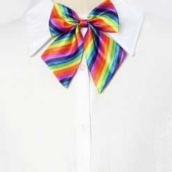 Allegra K Women's Pre-Tied Bowknot Bow Tie Striped Uniform Adjustable Bowtie Cosplay Costume Accessories