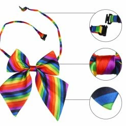 Allegra K Women's Pre-Tied Bowknot Bow Tie Striped Uniform Adjustable Bowtie Cosplay Costume Accessories