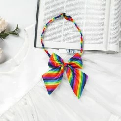 Allegra K Women's Pre-Tied Bowknot Bow Tie Striped Uniform Adjustable Bowtie Cosplay Costume Accessories