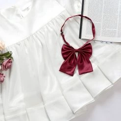 Allegra K Accessories Pre-Tied Bowknot Bow Tie For Women Adjustable Strap Bowtie Solid Color