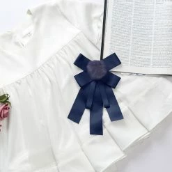 Allegra K Womens Pre-tied Bow Tie Brooch Pin Bowknot Neckties Solid Color Elegant