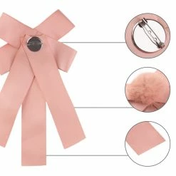 Allegra K Womens Pre-tied Bow Tie Brooch Pin Bowknot Neckties Solid Color Elegant