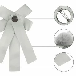 Allegra K Womens Pre-tied Bow Tie Brooch Pin Bowknot Neckties Solid Color Elegant