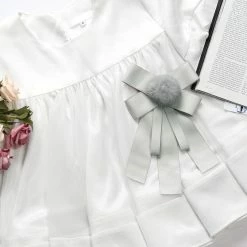 Allegra K Womens Pre-tied Bow Tie Brooch Pin Bowknot Neckties Solid Color Elegant