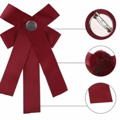 Allegra K Womens Pre-tied Bow Tie Brooch Pin Bowknot Neckties Solid Color Elegant