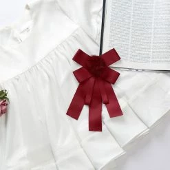 Allegra K Womens Pre-tied Bow Tie Brooch Pin Bowknot Neckties Solid Color Elegant