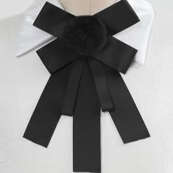 Allegra K Womens Pre-tied Bow Tie Brooch Pin Bowknot Neckties Solid Color Elegant