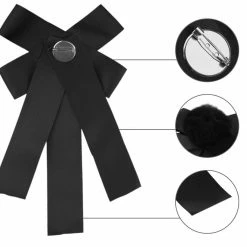 Allegra K Womens Pre-tied Bow Tie Brooch Pin Bowknot Neckties Solid Color Elegant
