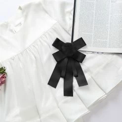 Allegra K Womens Pre-tied Bow Tie Brooch Pin Bowknot Neckties Solid Color Elegant