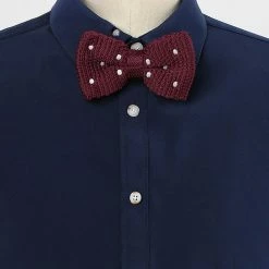 Allegra K Men's Pre-tied Polka Dots Bowties Adjustable Strap Knitted Bow Tie Accessories