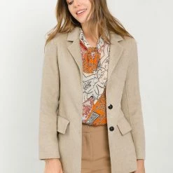 Allegra K Women's Notched Lapel Hidden Button Flap Pocket Outwear Winter Fleece Coat