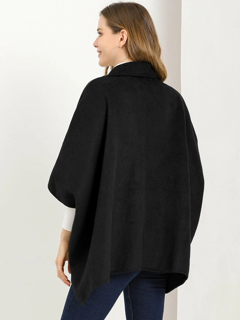 Allegra K Women's Winter Wrap Coat Notch Lapel Loose Belted Cape 21 Allegra K Women's Winter Wrap Coat Notch Lapel Loose Belted Cape