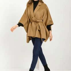 Allegra K Women's Winter Wrap Coat Notch Lapel Loose Belted Cape 32 Allegra K Women's Winter Wrap Coat Notch Lapel Loose Belted Cape