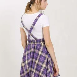 Allegra K Women's Tartan Plaid Button Decor Flare Skater Suspender Skirt 56 Allegra K Women's Tartan Plaid Button Decor Flare Skater Suspender Skirt