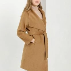 Allegra K Women's Elegant Shawl Collar Lapel Long Sleeve Belted Winter Wrap Coat With Pockets 40 Allegra K Women's Elegant Shawl Collar Lapel Long Sleeve Belted Winter Wrap Coat With Pockets