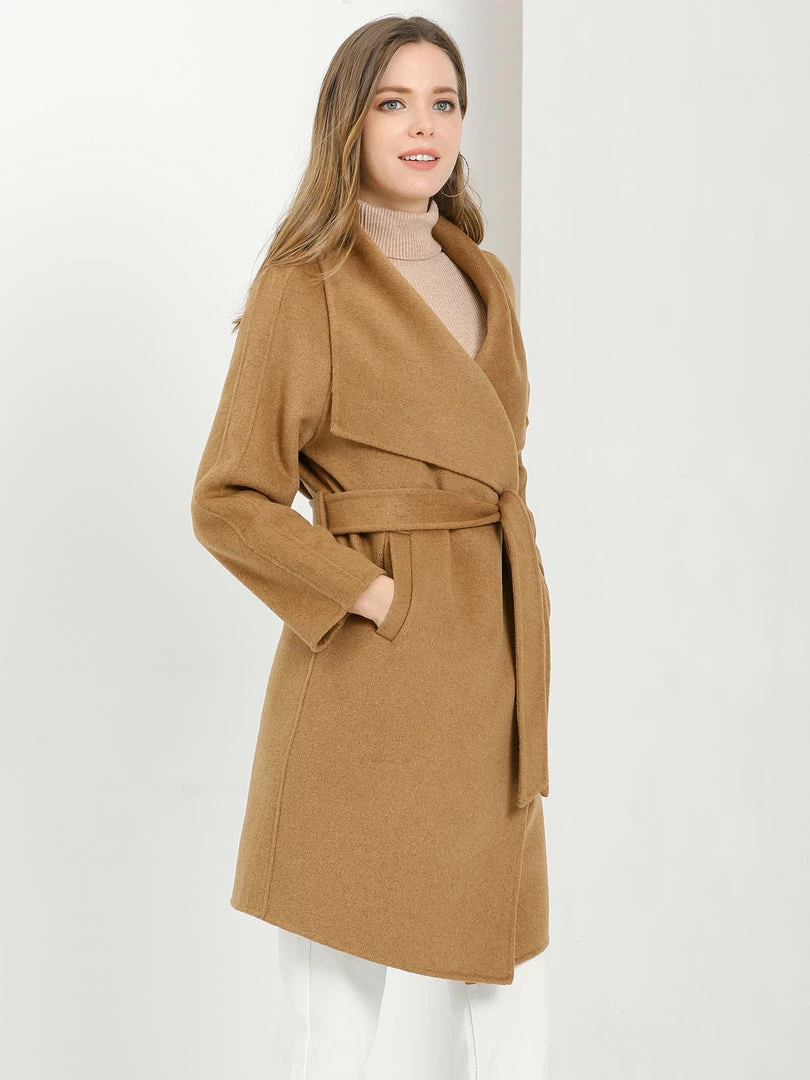 Allegra K Women's Elegant Shawl Collar Lapel Long Sleeve Belted Winter Wrap Coat With Pockets 20 Allegra K Women's Elegant Shawl Collar Lapel Long Sleeve Belted Winter Wrap Coat With Pockets