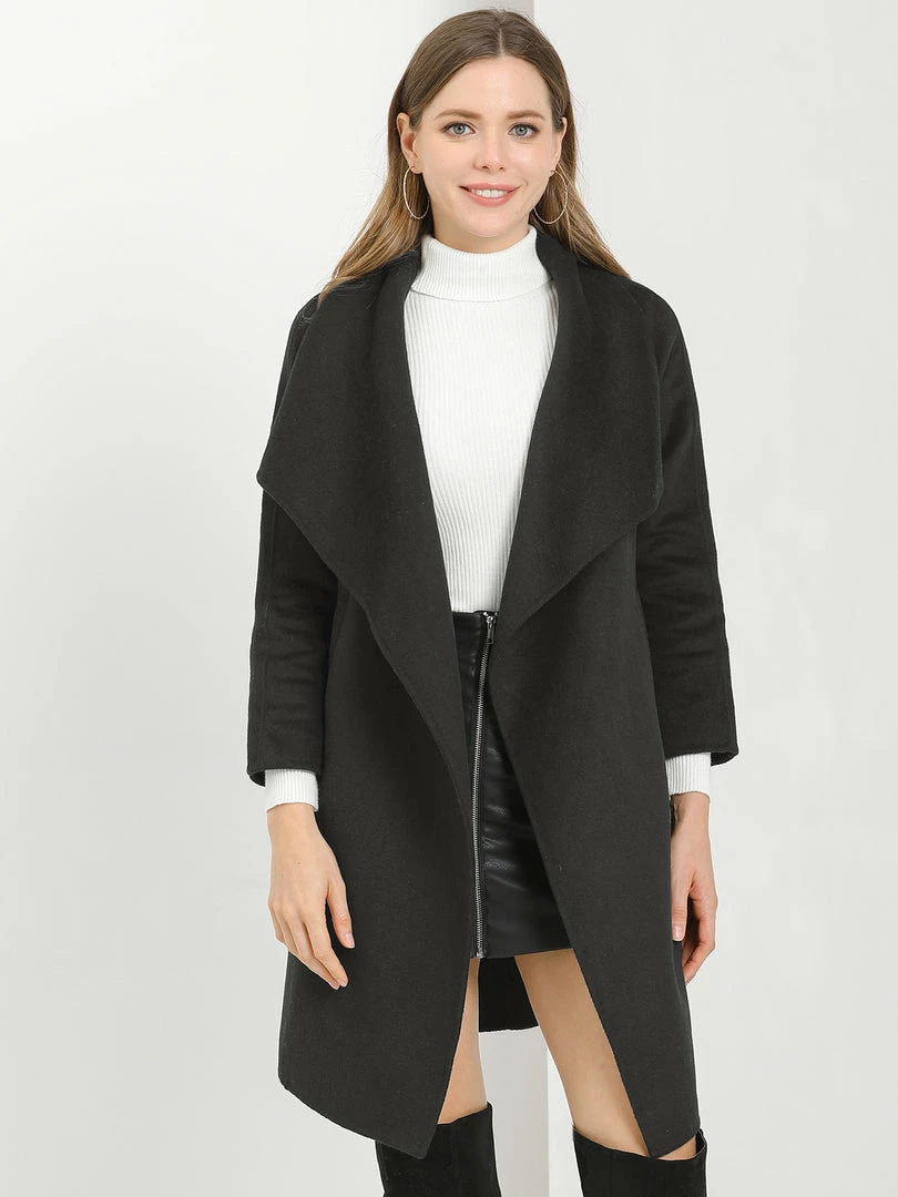 Allegra K Women's Elegant Shawl Collar Lapel Long Sleeve Belted Winter Wrap Coat With Pockets 11 Allegra K Women's Elegant Shawl Collar Lapel Long Sleeve Belted Winter Wrap Coat With Pockets