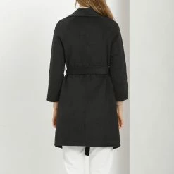 Allegra K Women's Elegant Shawl Collar Lapel Long Sleeve Belted Winter Wrap Coat With Pockets 34 Allegra K Women's Elegant Shawl Collar Lapel Long Sleeve Belted Winter Wrap Coat With Pockets