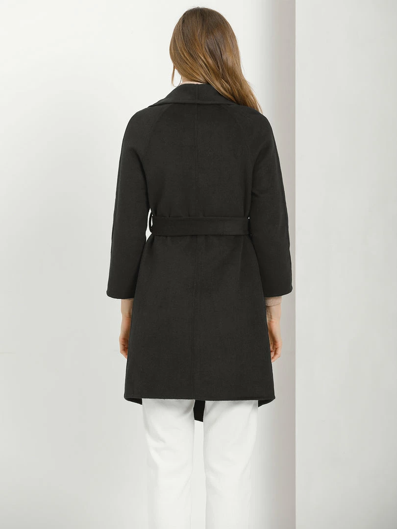 Allegra K Women's Elegant Shawl Collar Lapel Long Sleeve Belted Winter Wrap Coat With Pockets 14 Allegra K Women's Elegant Shawl Collar Lapel Long Sleeve Belted Winter Wrap Coat With Pockets