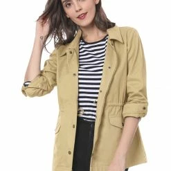 Allegra K Cotton Lightweight Utility Jacket