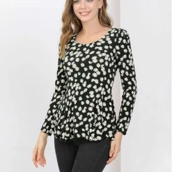 Allegra K 6507 Ladies Long Sleeves Scoop Neck Leopard Prints Peplum Shirt Women 73 Allegra K 6507 Ladies Long Sleeves Scoop Neck Leopard Prints Peplum Shirt Women