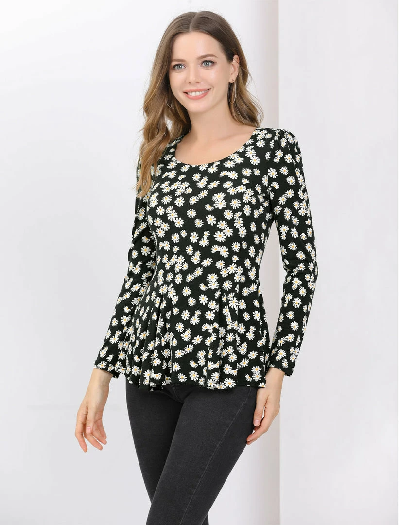 Allegra K 6507 Ladies Long Sleeves Scoop Neck Leopard Prints Peplum Shirt Women 19 Allegra K 6507 Ladies Long Sleeves Scoop Neck Leopard Prints Peplum Shirt Women