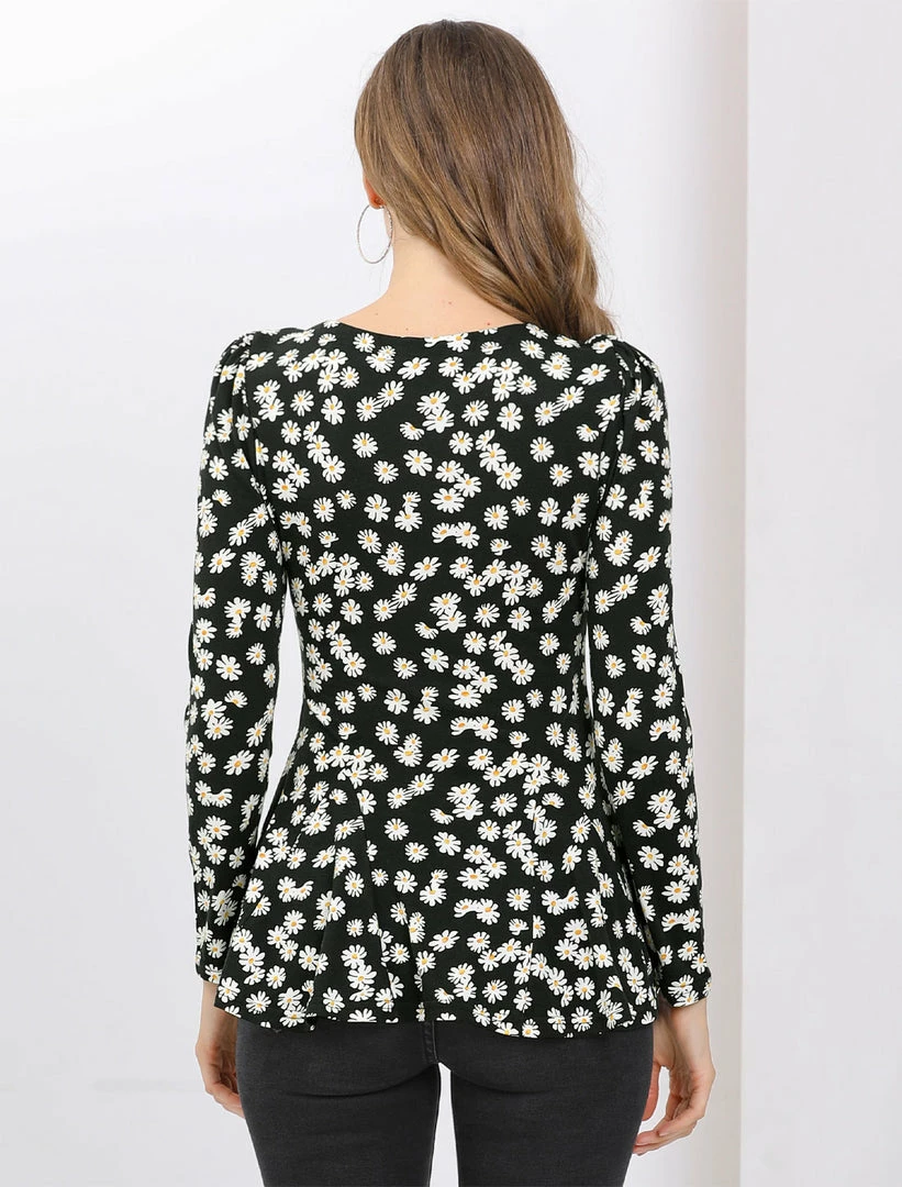 Allegra K 6507 Ladies Long Sleeves Scoop Neck Leopard Prints Peplum Shirt Women 20 Allegra K 6507 Ladies Long Sleeves Scoop Neck Leopard Prints Peplum Shirt Women