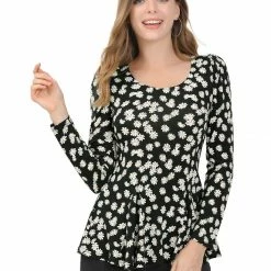 Allegra K 6507 Ladies Long Sleeves Scoop Neck Leopard Prints Peplum Shirt Women 70 Allegra K 6507 Ladies Long Sleeves Scoop Neck Leopard Prints Peplum Shirt Women