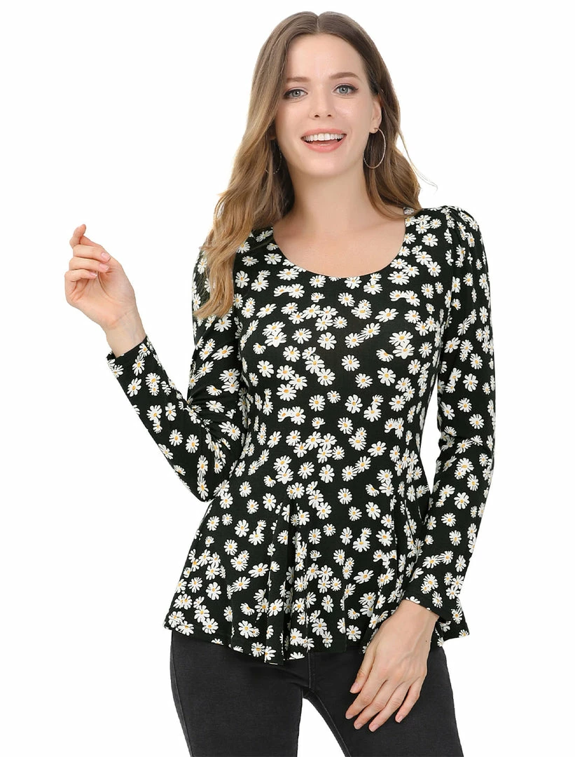 Allegra K 6507 Ladies Long Sleeves Scoop Neck Leopard Prints Peplum Shirt Women 16 Allegra K 6507 Ladies Long Sleeves Scoop Neck Leopard Prints Peplum Shirt Women