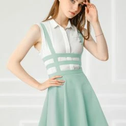 Allegra K Women Elastic Waist Cut Out A Line Mini Suspender Skirt Clothing