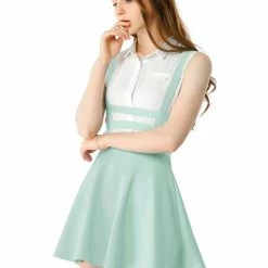 Allegra K Women Elastic Waist Cut Out A Line Mini Suspender Skirt Clothing