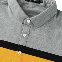 Allegra K Men's Summer Color Block Polo Golf Short Sleeves Regular Fit Striped T Shirt