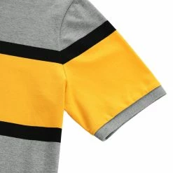 Allegra K Men's Summer Color Block Polo Golf Short Sleeves Regular Fit Striped T Shirt