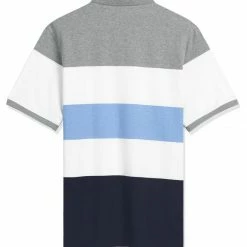 Allegra K Men Casual Summer Contrast Color Striped Slim Fit Polo Shirt