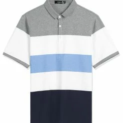 Allegra K Men Casual Summer Contrast Color Striped Slim Fit Polo Shirt