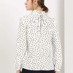 Allegra K Women's Ruffle Trim Polka Dots Blouse Long Sleeve Back Bow Tie Cute Top Shirt 54 Allegra K Women's Ruffle Trim Polka Dots Blouse Long Sleeve Back Bow Tie Cute Top Shirt