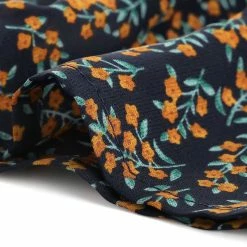 Allegra K Floral Print Crossover Ruffle V Neck Self Tie Wrap Peplum Top Women