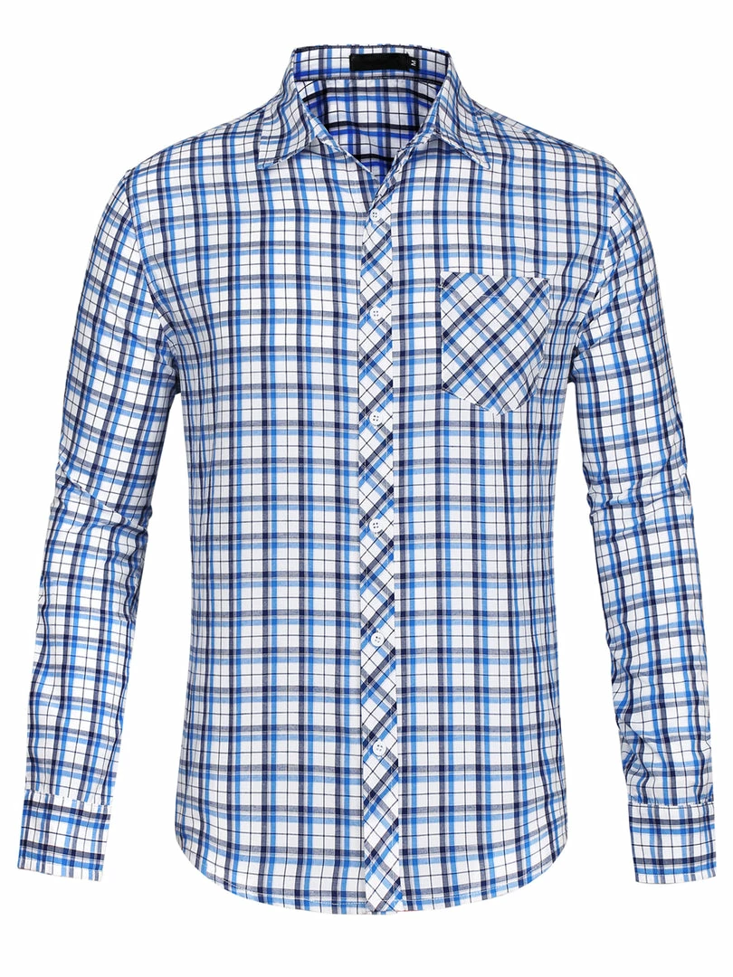 Allegra K Men's Check Shirts Long Sleeve Button Down Casual Western Plaid Shirt 24 Allegra K Men's Check Shirts Long Sleeve Button Down Casual Western Plaid Shirt