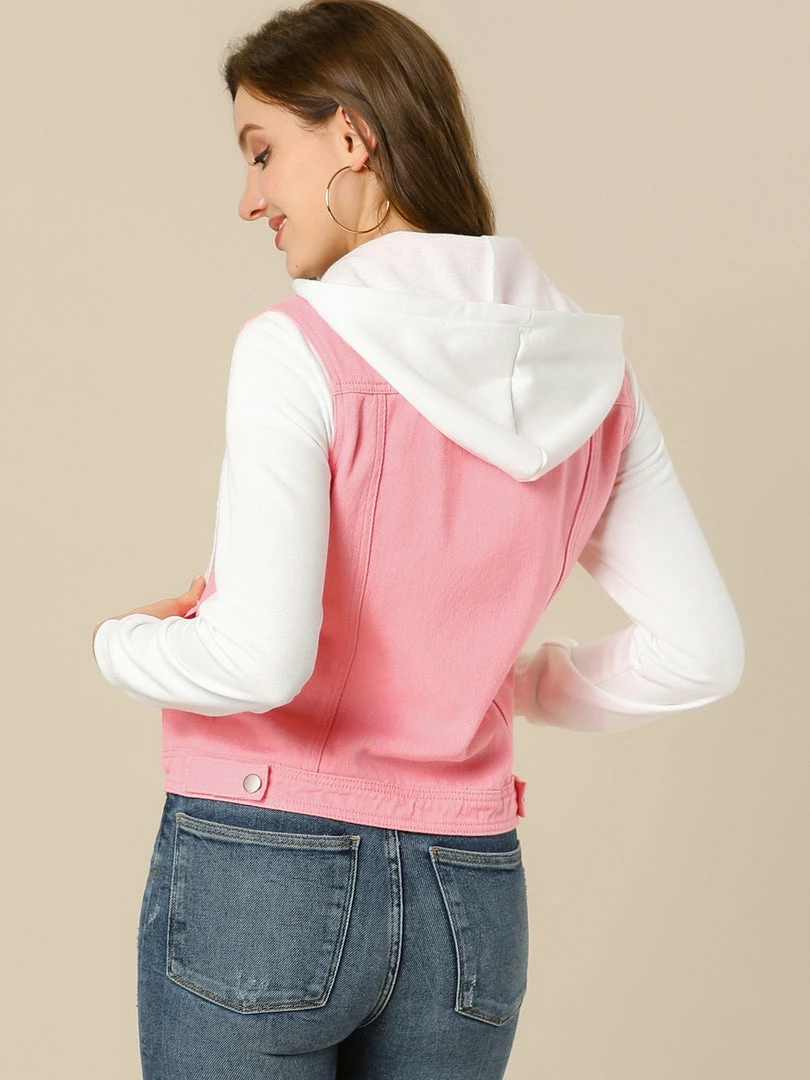 Women Allegra K Washed Denim Jacket With A Hood And Sleeves In Sweatshirt Fabric 45 Women Allegra K Washed Denim Jacket With A Hood And Sleeves In Sweatshirt Fabric