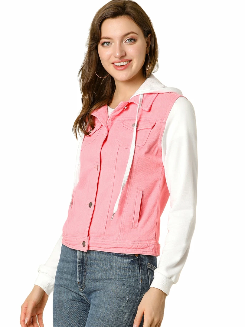 Women Allegra K Washed Denim Jacket With A Hood And Sleeves In Sweatshirt Fabric 41 Women Allegra K Washed Denim Jacket With A Hood And Sleeves In Sweatshirt Fabric