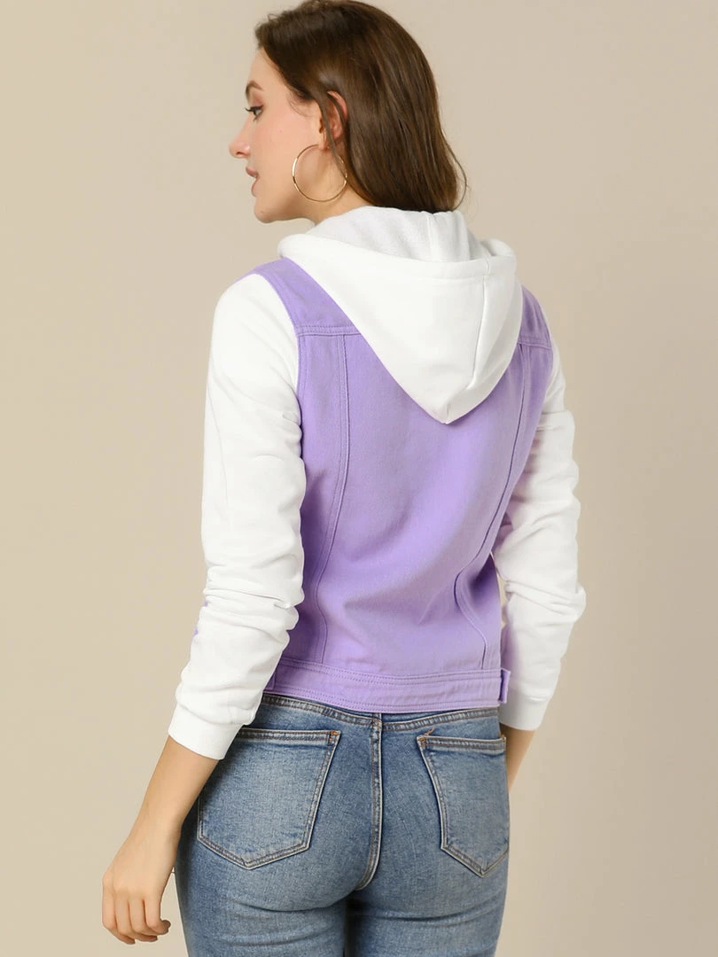 Women Allegra K Washed Denim Jacket With A Hood And Sleeves In Sweatshirt Fabric 39 Women Allegra K Washed Denim Jacket With A Hood And Sleeves In Sweatshirt Fabric