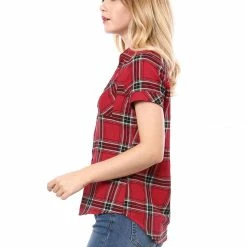 Allegra K Casual Boyfriend Plaid Button Down Shirt Women