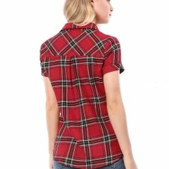 Allegra K Casual Boyfriend Plaid Button Down Shirt Women
