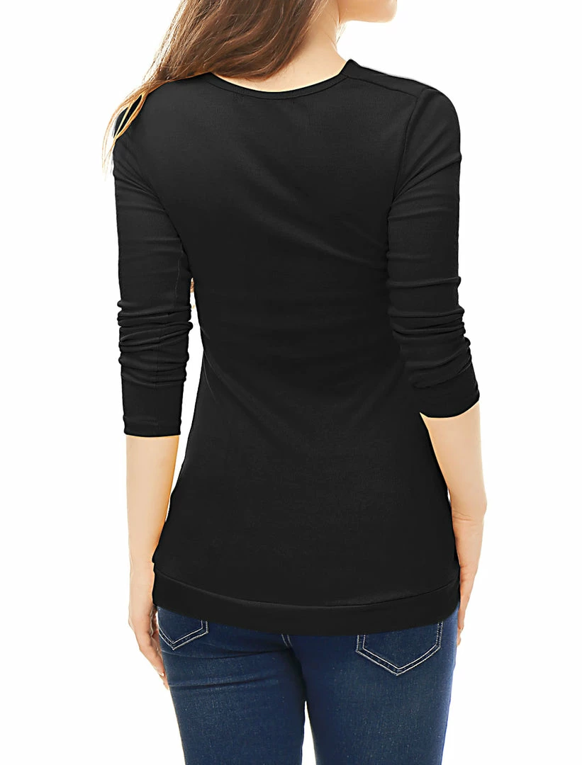 Women Allegra K Cowl Neck Long Sleeves Buttons Decor Ruched Top 15 Women Allegra K Cowl Neck Long Sleeves Buttons Decor Ruched Top