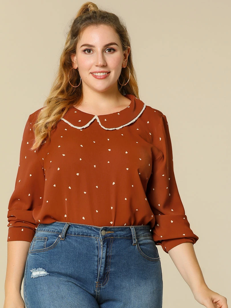 Allegra K Ruffle Peter Pan Collar Long Sleeve Sweet Casual Blouse 5 Allegra K Ruffle Peter Pan Collar Long Sleeve Sweet Casual Blouse