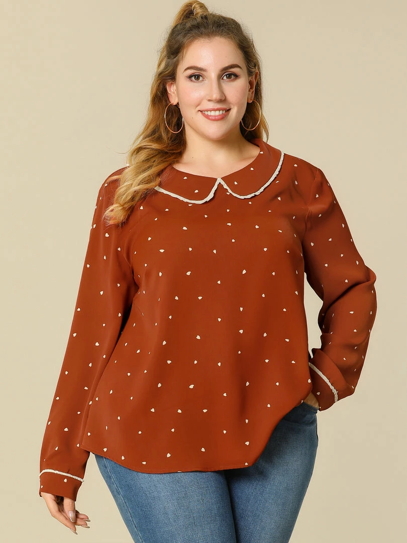 Allegra K Ruffle Peter Pan Collar Long Sleeve Sweet Casual Blouse 7 Allegra K Ruffle Peter Pan Collar Long Sleeve Sweet Casual Blouse